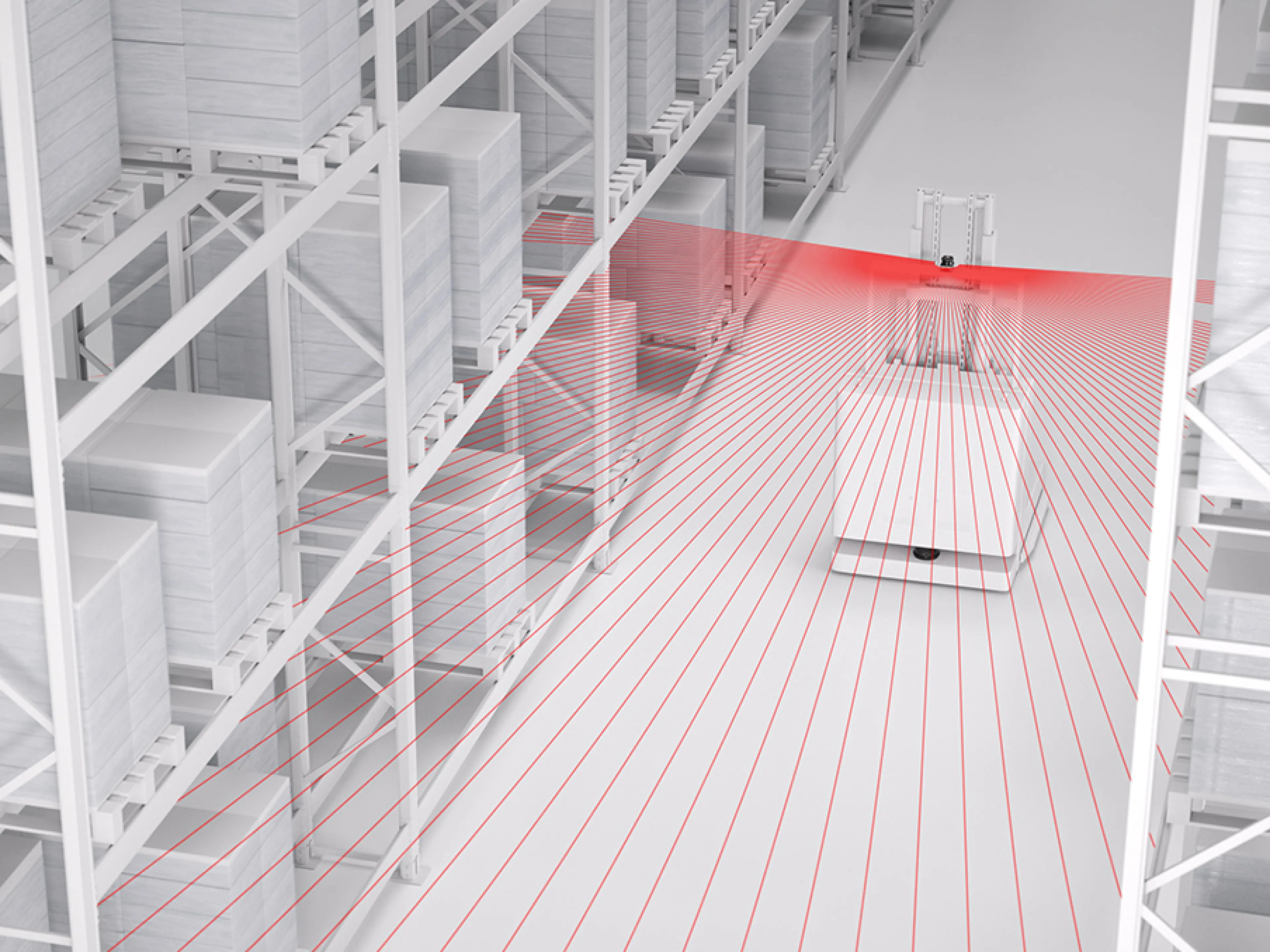 Die Laserscanner der Serie „ROD 500“ können eine sehr genaue Karte der Umgebung erstellen, um im laufenden Logistikbetrieb für ein kollisionsfreie Navigation des FTS zu sorgen
