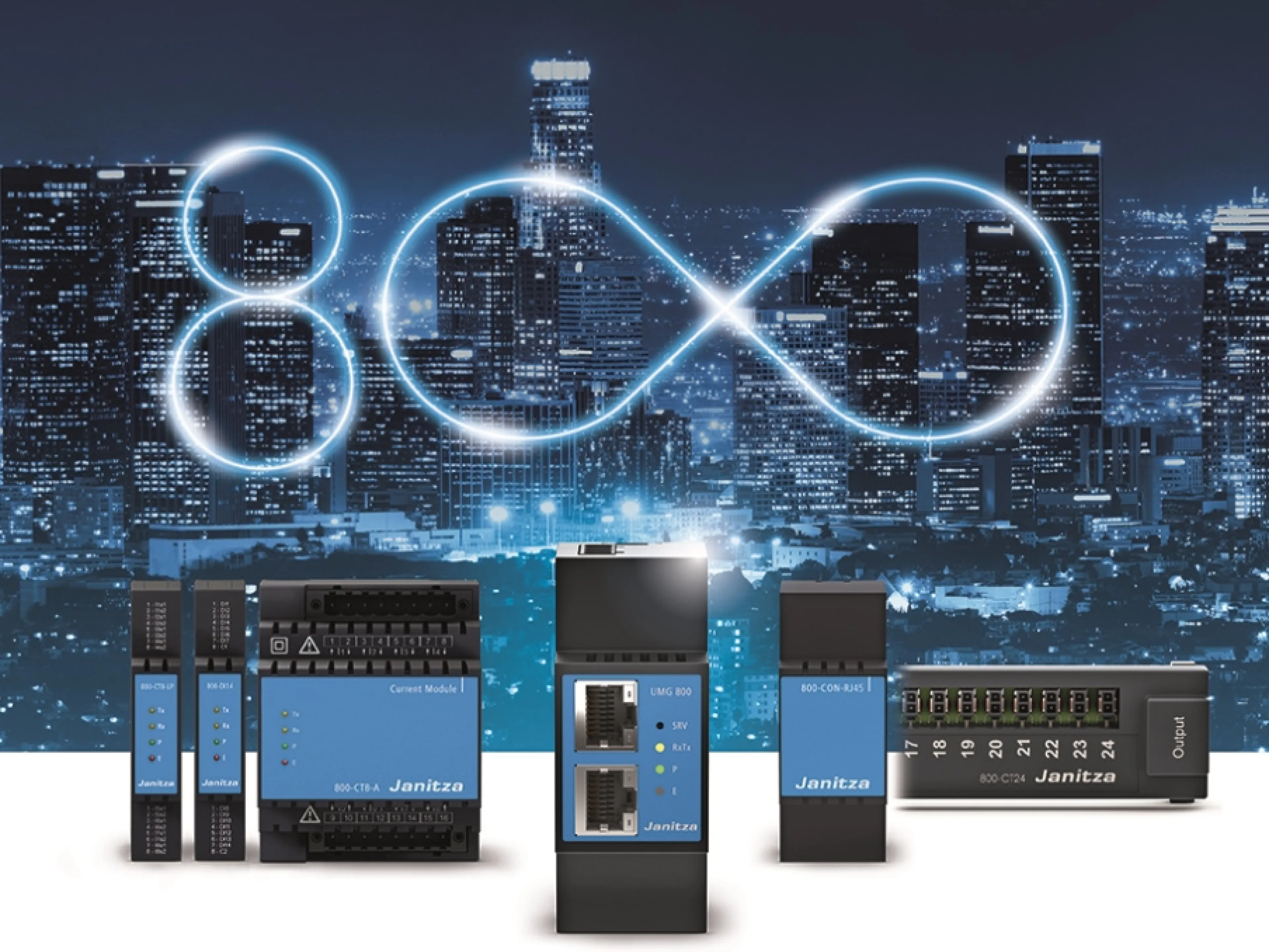 Basisgerät UMG 800 mit verschiedenen Modulen, Bilder: Janitza electronics GmbH Basisgerät UMG 800 mit verschiedenen Modulen.