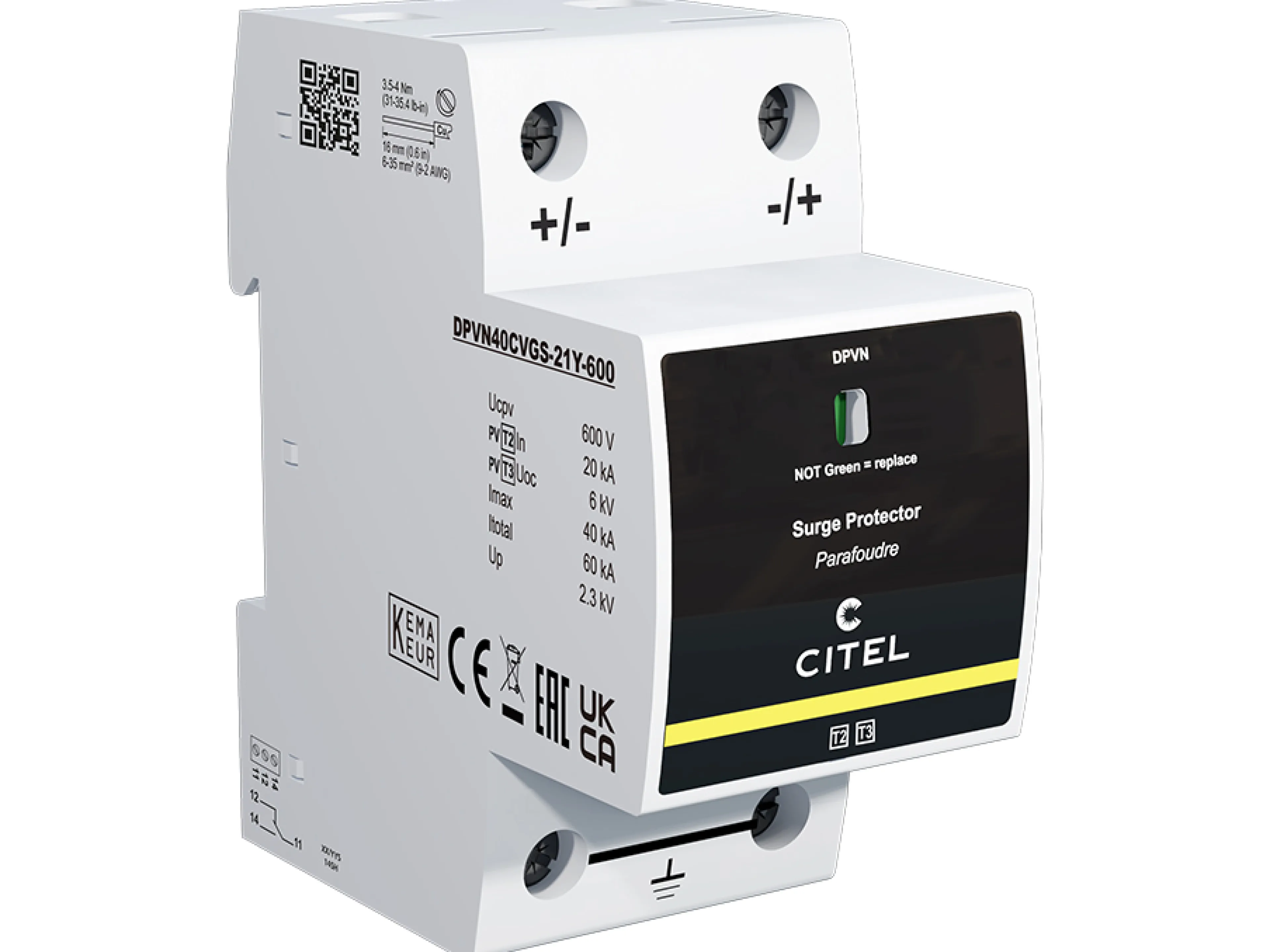Für niedrige Betriebsspannungen bringt Citel neue Überspannungsableiter für Dauerhöchstspannungen von 600 bzw. 850 Vdc auf den Markt, hier die 600 Volt-Version