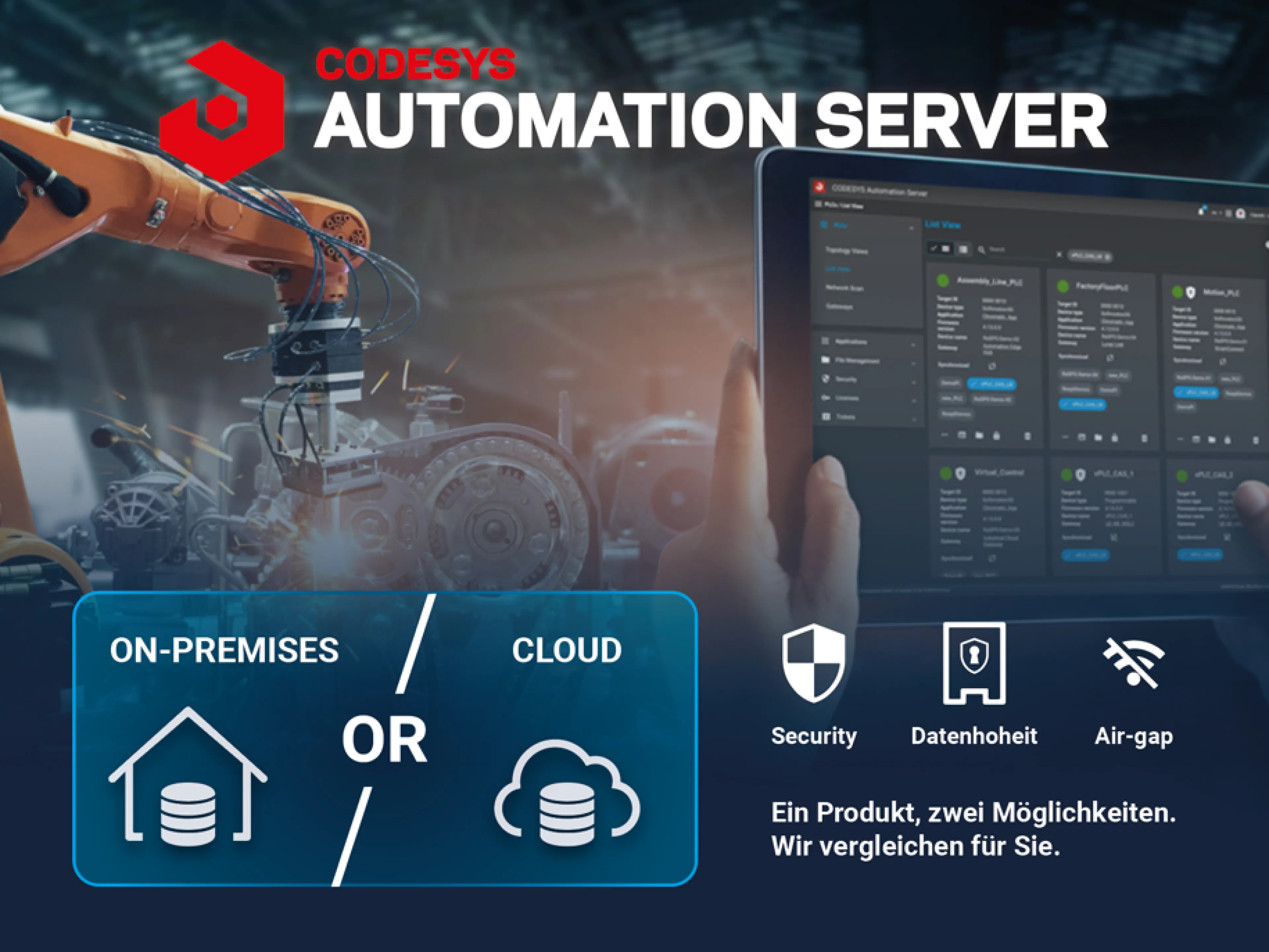 Der CODESYS Automation Server ist als zentrale Plattform für die Verwaltung industrieller Steuerungslandschaften etabliert. Bisher nur als Cloud-Lösung verfügbar, ist demnächst eine zweite Variante erhältlich: der Automation Server On-Prem.