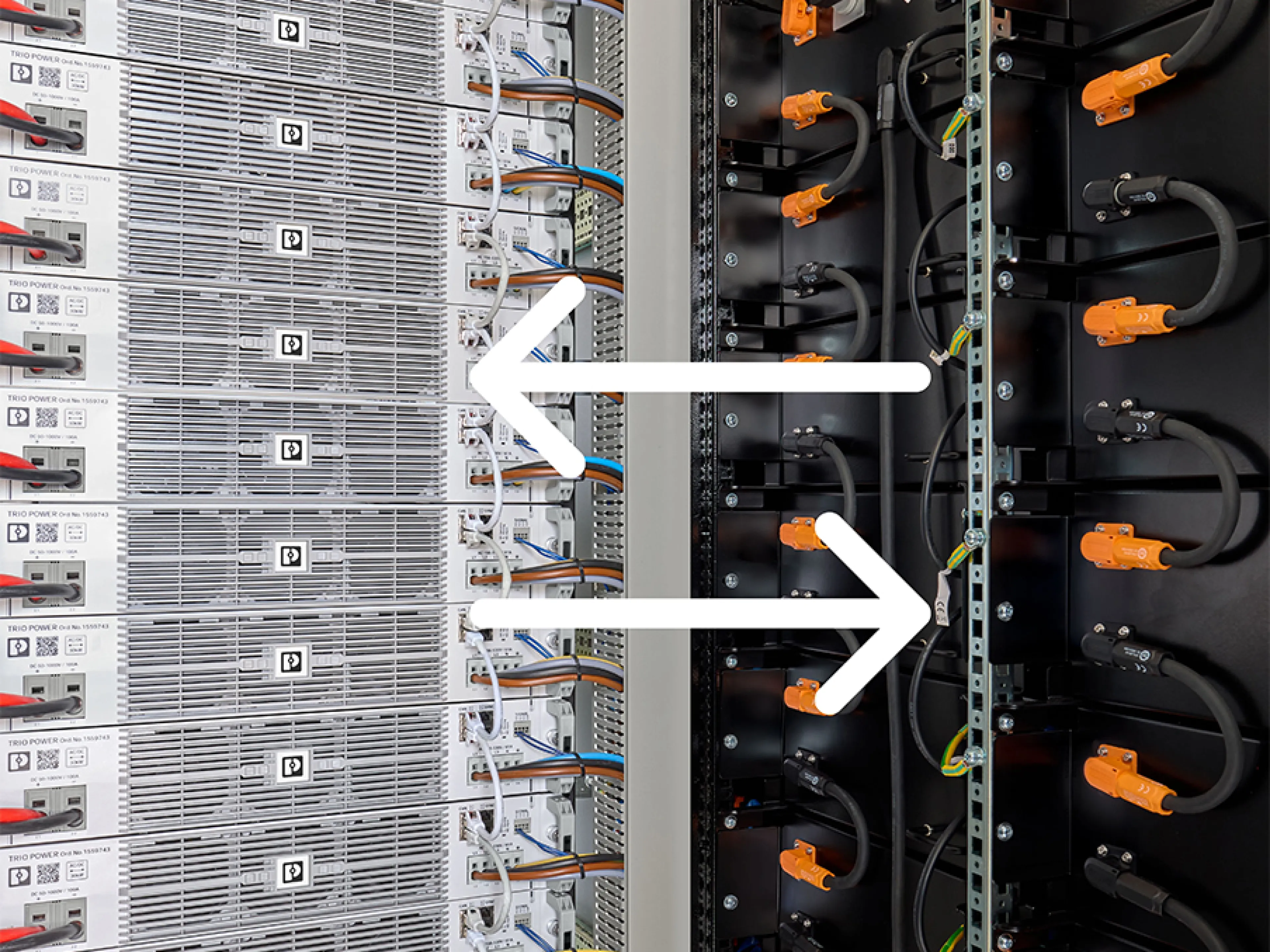 Die bidirektionale Leistungswandlung mit dem Modul Trio Power sorgt für ein effiziente Laden und Entladen des Batteriespeichers.