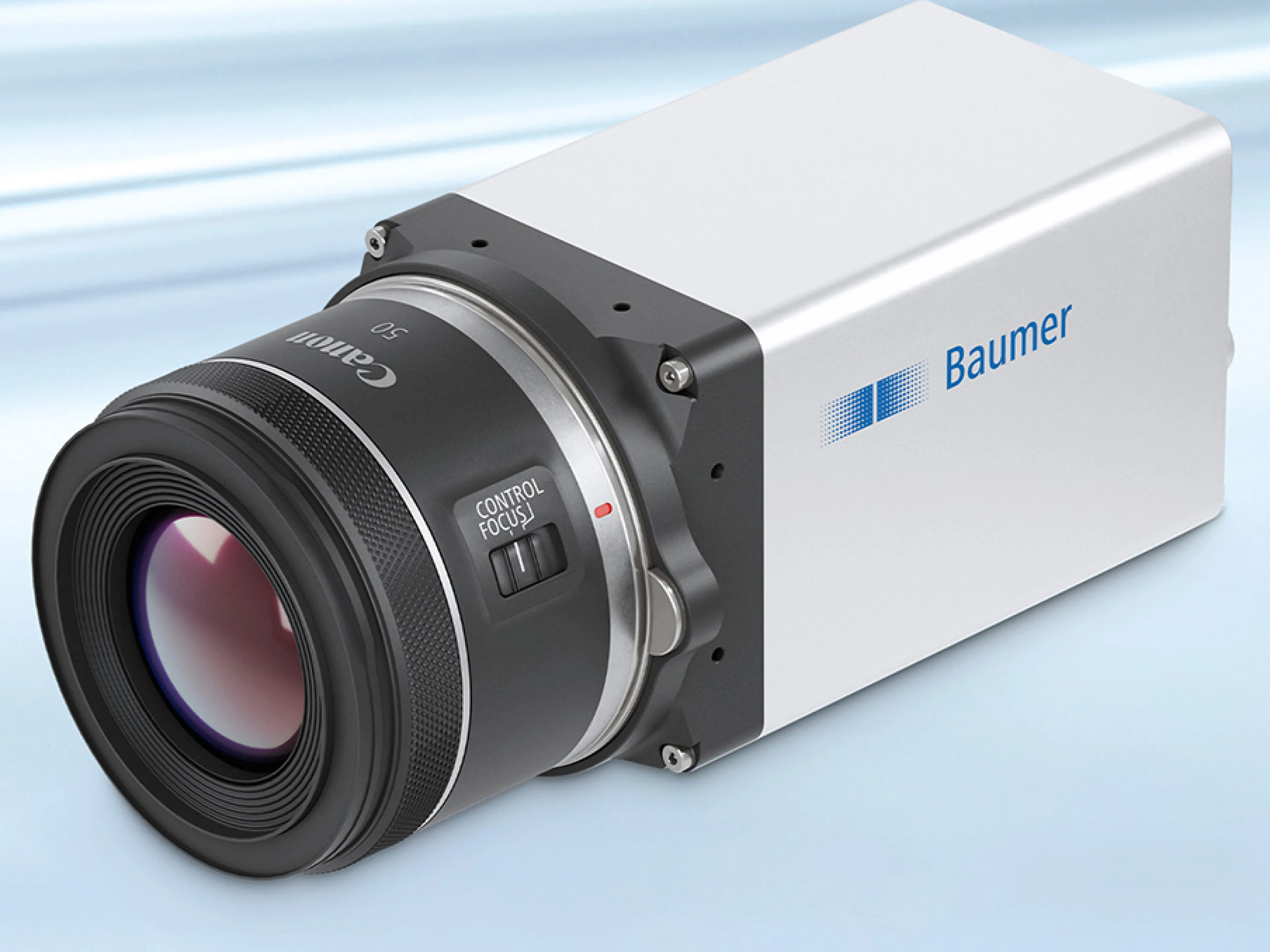 Industriekameras mit integriertem Canon RF-Mount bieten hohe Leistung in einem kompakten Gerät. Blende und Fokus werden direkt über die Kamera gesteuert