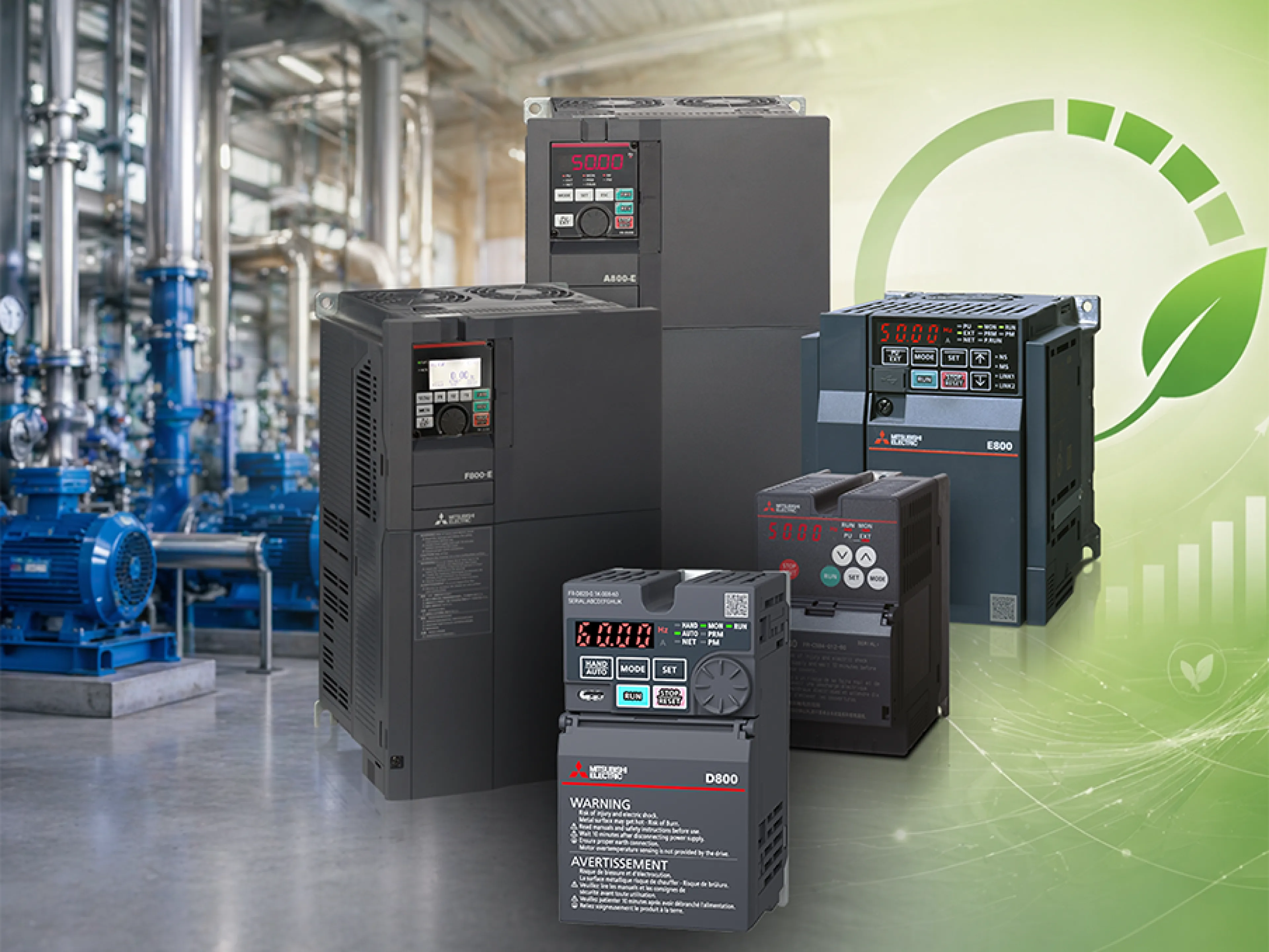 Motoren verursachen etwa 45 bis 50 Prozent des Energiebedarfs in der Industrie. Durch den Einsatz moderner Frequenzumrichter von Mitsubishi Electric lassen sich Lastspitzen reduzieren und Energieanteile aus Bremsvorgängen zurückführen