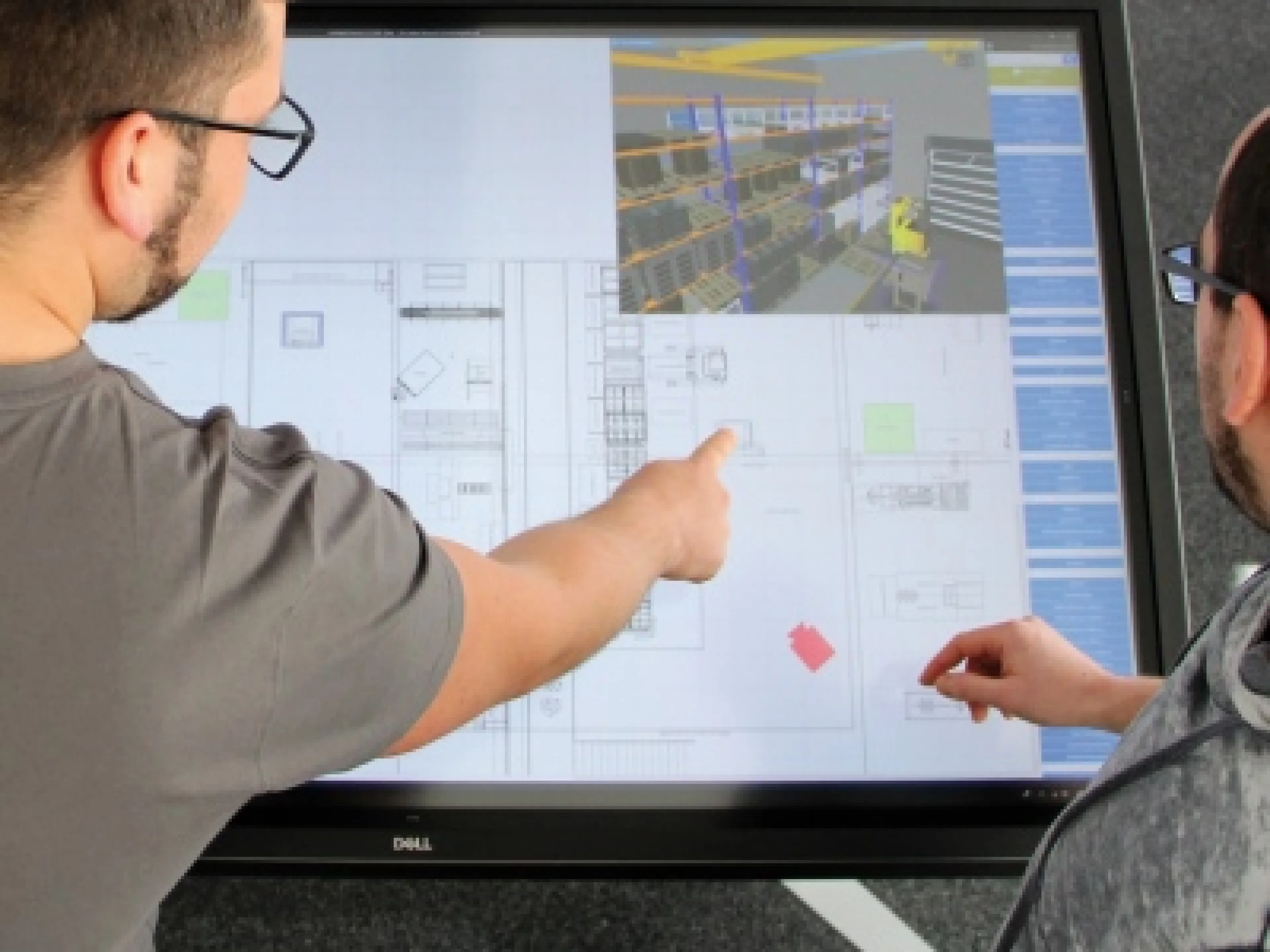 Am digitalen Fabrikplanungstisch lassen sich die Elemente ganz einfach verschieben