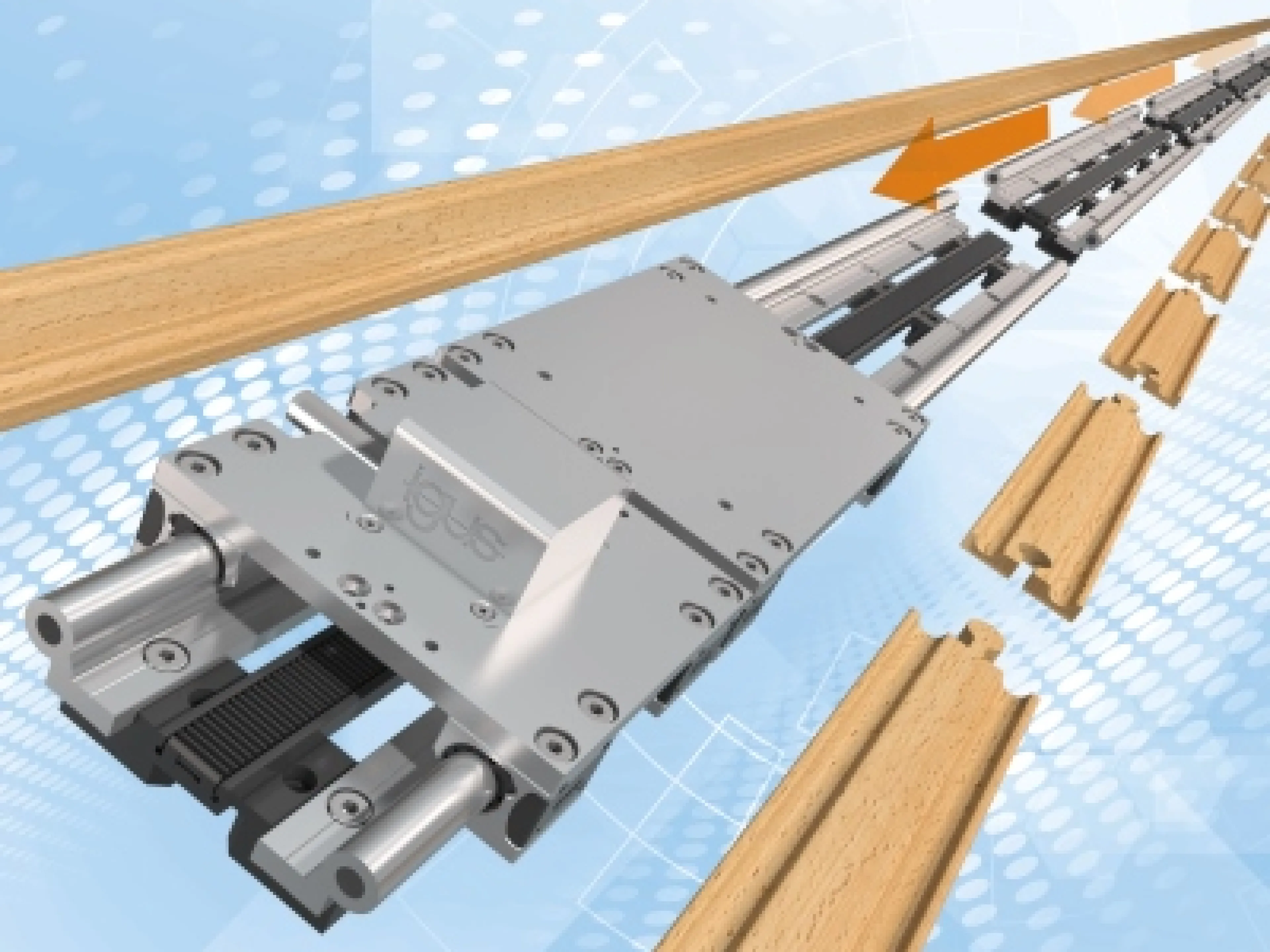 Dank des neuen, schmiermittelfreien Drylin Endless Gear Linearmoduls lassen sich Verfahrwege ganz einfach und günstig per Steckprinzip verlängern, ähnlich wie bei einer Holzeisenbahn