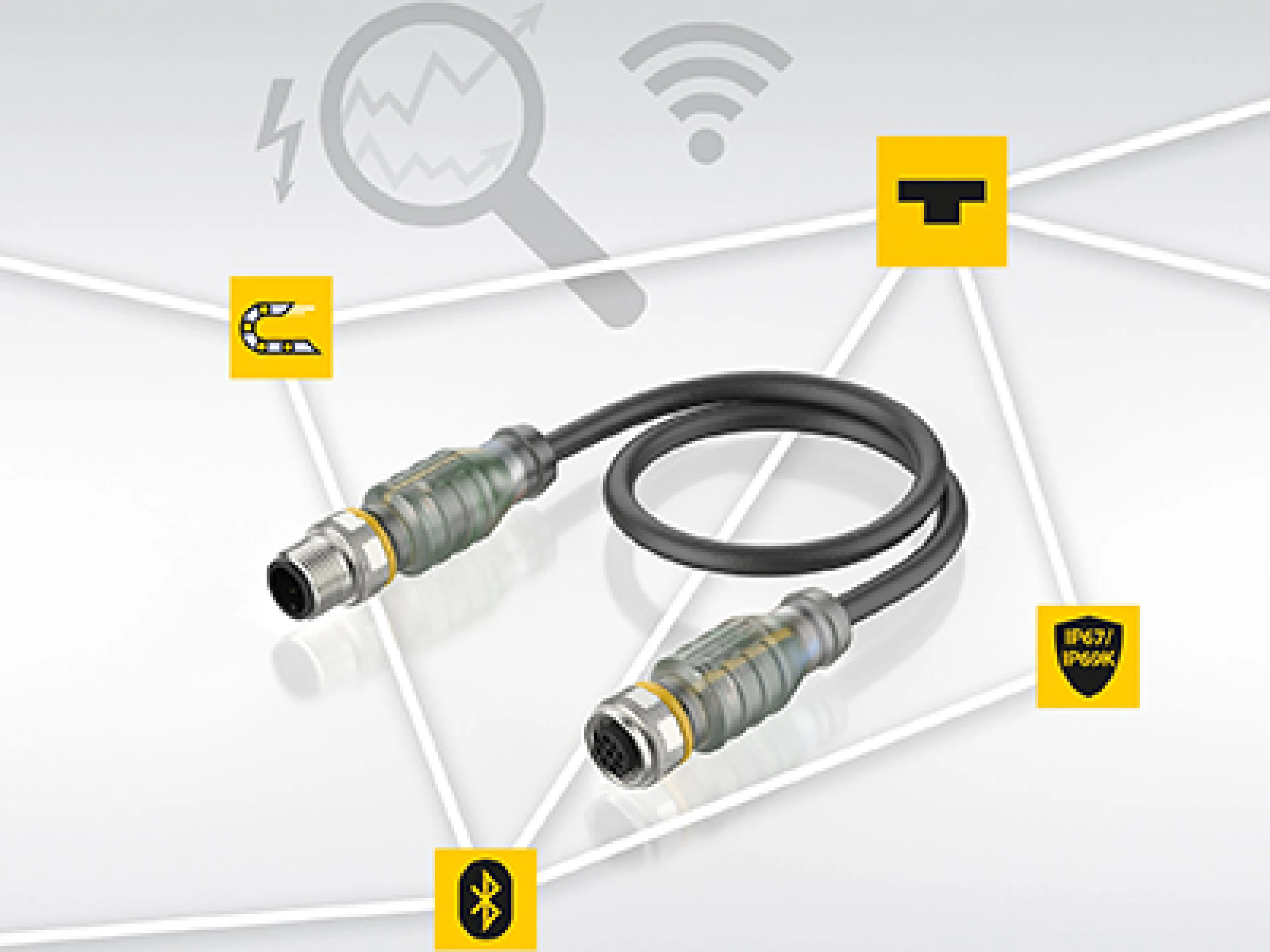 Der „M12Plus“ verfügt über integrierte Elektronik zur Spannungs- und Stromüberwachung der Leitung sowie eine Bluetooth-Funkschnittstelle