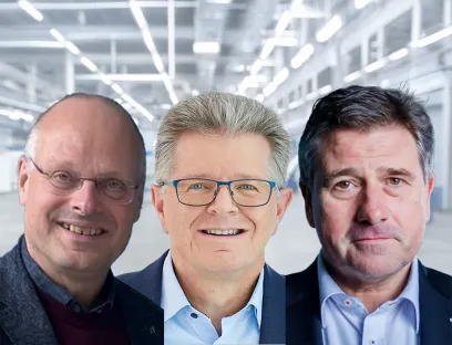 Neue VDMA-Fachbereichsvorstände Dr. Olaf Munkelt, Jörg Kipper und Volker Spanier, Bild: VDMA / Bildkomposition aus drei Einzelportraits Dr. Olaf Munkelt, Jörg Kipper und Volker Spanier