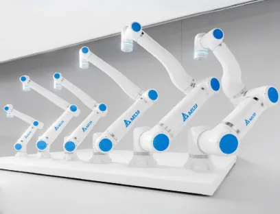 Die Cobots erreichen mit künstlicher Intelligenz und intelligenten Bildverarbeitungssystemen für eine verbesserte Präzision und Anpassungsfähigkeit eine höhere Produktivität und Sicherheit, Bild: Delta Die Cobots von Delta erreichen mit künstlicher Intelligenz und intelligenten Bildverarbeitungssystemen für eine verbesserte Präzision und Anpassungsfähigkeit eine höhere Produktivität und Sicherheit