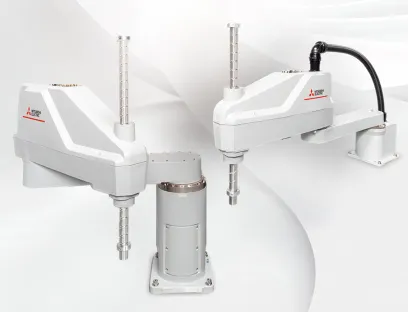 Die Scara-Roboter zeichnen sich durch Geschwindigkeit, minimalem Platzbedarf und Effizienz aus, Bild: Mitsubishi Electric Die Scara-Roboter von Mitsubishi Electric zeichnen sich durch Geschwindigkeit, minimalem Platzbedarf und Effizienz aus