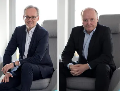 Werner Guthier (l.), CFO und Dr.-Ing. Gunther Kegel (r.), CEO verabschieden sich nach 30 Jahren aus dem Vorstand, Bild: Pepperl+Fuchs Werner Guthier (l.), CFO und Dr.-Ing. Gunther Kegel (r.), CEO verabschieden sich nach 30 Jahren aus dem Vorstand von Pepperl+Fuchs