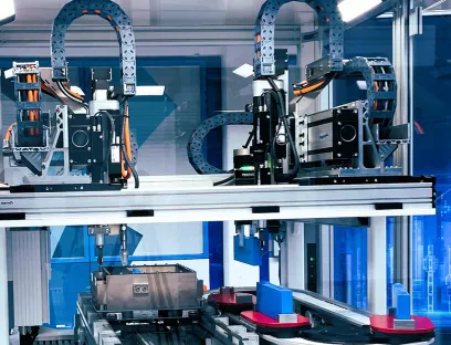 Bosch Rexroth zeigt auf der Hannover Messe Automatisierungslösungen für die Batteriefertigung, um komplexe Wertströme und durchgängige Materialflusslösungen mit höchster Dynamik zu realisieren, Bild: Bosch Rexroth Bosch Rexroth zeigt auf der Hannover Messe Automatisierungslösungen für die Batteriefertigung, um komplexe Wertströme und durchgängige Materialflusslösungen mit höchster Dynamik zu realisieren