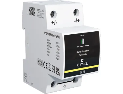 Für niedrige Betriebsspannungen bringt Citel neue Überspannungsableiter für Dauerhöchstspannungen von 600 bzw. 850 Vdc auf den Markt, hier die 600 Volt-Version