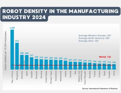 Roboter-Dichte steigt in Europa, Asien und Amerika sprunghaft an