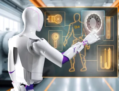 Humanoide Roboter für alle zugänglich machen: Igus bietet dafür sowohl schmierfreie Komponenten wie Gelenklager und Energieketten als auch komplette humanoide Roboter auf dem RBTX-Marktplatz an