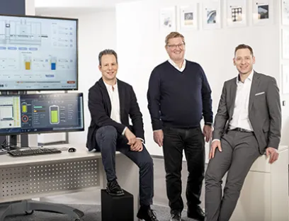 v.l.n.r.: Phillip Werr, CEO, Gründer Thomas Punzenberger und CSO Stefan Reuther freuen sich über einen erfolgreichen Jahresabschluss, Bild: Copa-Data Executive Board Copa Data