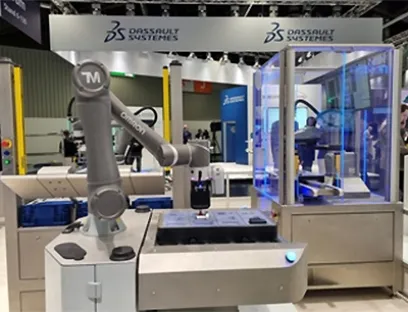 Dassault Systèmes zeigt auf der Hannover Messe gemeinsam mit Omrondie Vorteile einer durchgängingen Digitalisierung inklusive der Integration von autonomen mobilen Robotern, Bild: Dassault Systèmes Dassault Systèmes zeigt auf der Hannover Messe gemeinsam mit Omrondie Vorteile einer durchgängingen Digitalisierung inklusive der Integration von autonomen mobilen Robotern