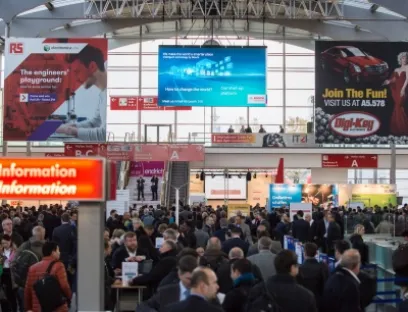 Impressionen der Electronica 2016 (Eingang West), Bild: Christian Hartlmaier / Messe München GmbH Impressionen der Electronica 2016