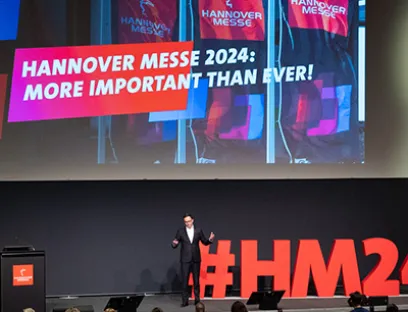 Dr. Jochen Köckler, Vorstandsvorsitzender Deutsche Messe auf der Hannover Messe Preview 2024, Bild: Deutsche Messe / Rainer Jensen Dr. Jochen Köckler, Vorstandsvorsitzender Deutsche Messe auf der Hannover Messe Preview 2024