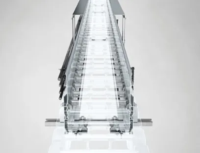 Tsubaki Kabelschlepp hat eine Gleit- und Rollauflage für seine Alu Guide-Führungskanäle entwickelt. Sie sorgt für einen ruhigen Lauf der Energiekette, Bild: Tsubaki Kabelschlepp Tsubaki Kabelschlepp hat eine Gleit- und Rollauflage für seine Alu Guide-Führungskanäle entwickelt. Sie sorgt für einen ruhigen Lauf der Energiekette
