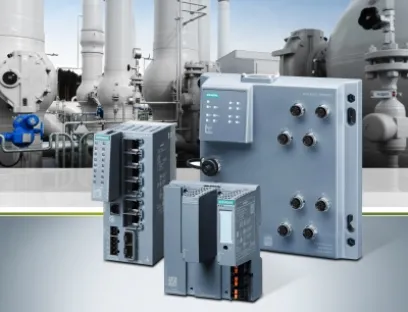 Siemens bringt neue Varianten von Industrial Ethernet Switches auf den Markt. Die neuen Produkte eignen sich durch ihre Firmware-Funktionen im Zusammenspiel mit dem Prozessleitsystem Simatic PCS 7 zur flexiblen, zuverlässigen und performanten Vernetzung von Geräten der Prozessautomatisierung, Bild: Siemens Neue Varianten von Industrial Ethernet Switches von Siemens
