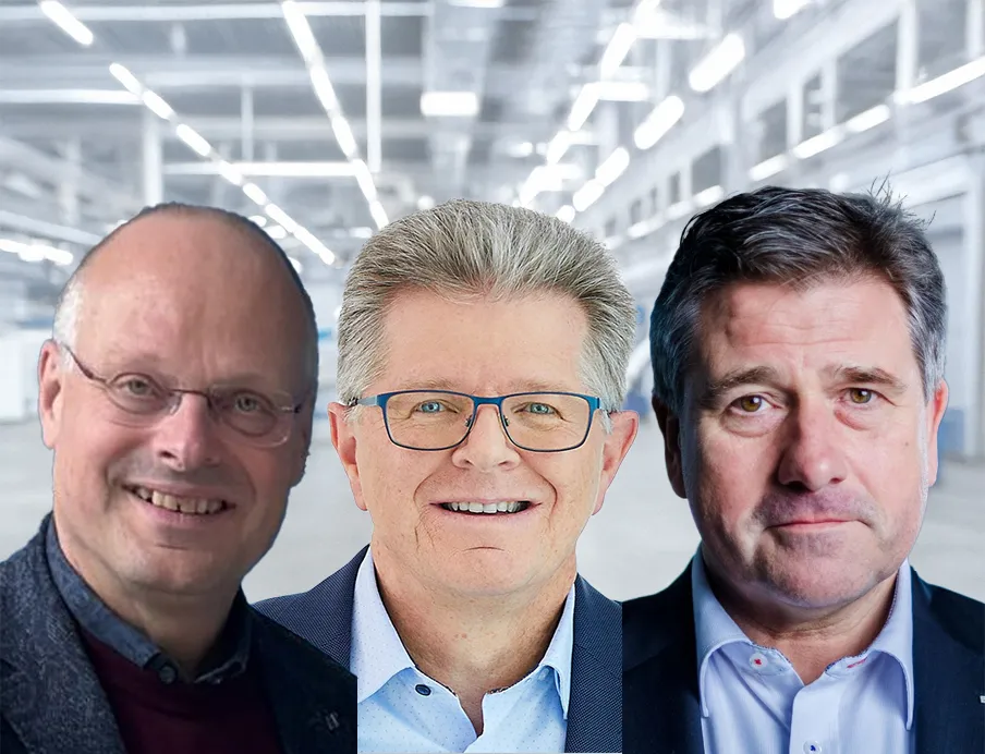 Neue VDMA-Fachbereichsvorstände Dr. Olaf Munkelt, Jörg Kipper und Volker Spanier, Bild: VDMA / Bildkomposition aus drei Einzelportraits Dr. Olaf Munkelt, Jörg Kipper und Volker Spanier