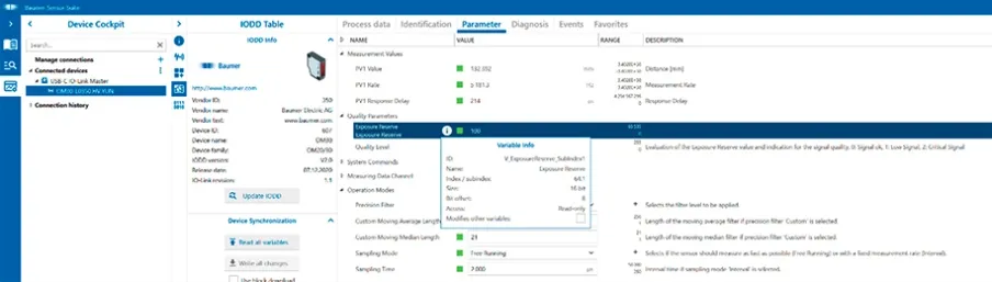 BSS IODD-View zeigt alle Infos zu einem azyklischen Datenwert an, die man für die Integration in SPS und IT-Systeme braucht.