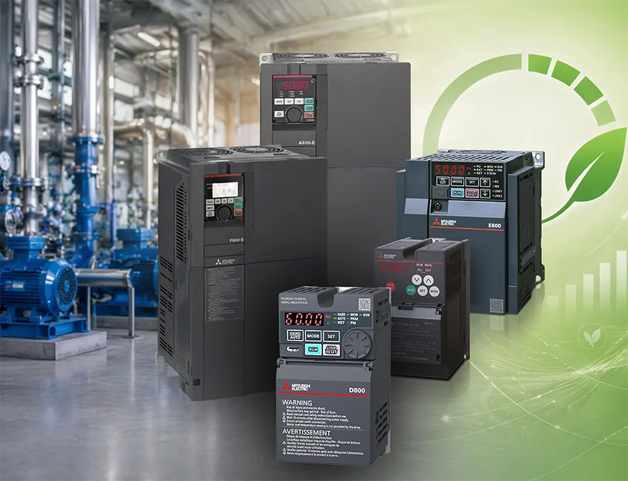 Motoren verursachen etwa 45 bis 50 Prozent des Energiebedarfs in der Industrie. Durch den Einsatz moderner Frequenzumrichter von Mitsubishi Electric lassen sich Lastspitzen reduzieren und Energieanteile aus Bremsvorgängen zurückführen