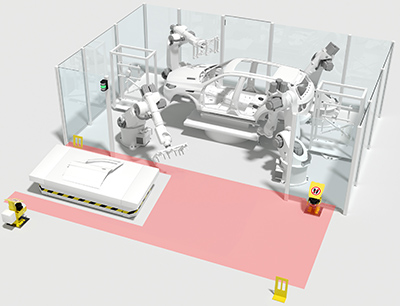 Safety Solution zur Sicherung von Übergabestationen an Robotern und fahrerlosen Transportsystemen