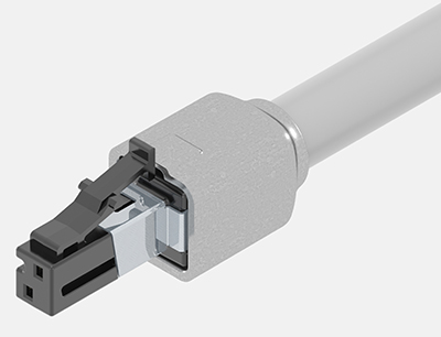 Der IP20-SPE-Steckverbinder gemäß IEC 63171-1 Typ 1 von Panduit besitzt die Hälfte der Grundfläche eines RJ45-Anschlusses und verfügt über eine positive Verriegelung für sichere Verbindungen
